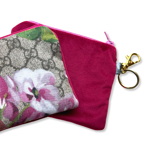 GG Blooms Pink Vintage Silk Scarf Coffee Run Keychain Bag