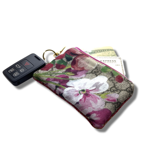 GG Blooms Pink Vintage Silk Scarf Coffee Run Keychain Bag