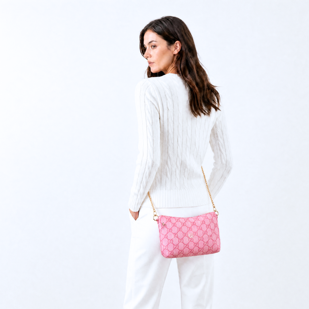 GG Horsebit Pink Vintage Scarf Crossbody Bag