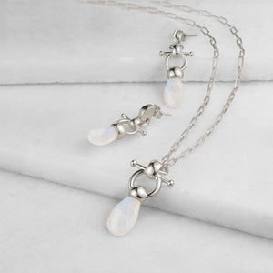 Droplette - Moonstone Equestrian Horse Bit Necklace in Silver