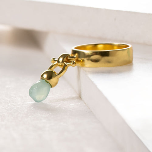 Droplette - Aqua Chalcedony Equestrian Horse Bit Necklace in Gold