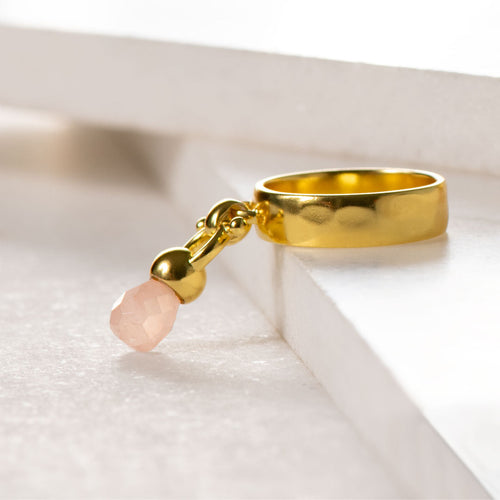 Adele - Rose Quartz Equestrian Horse Bit Necklace in Gold
