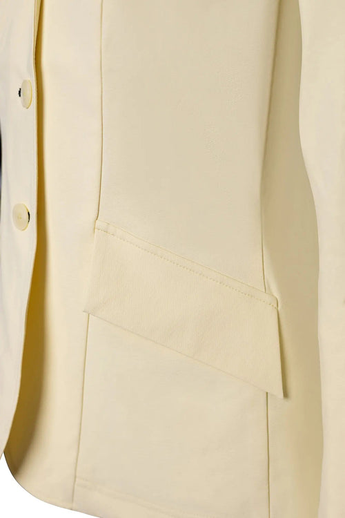 Grand Prix Ladies EQJ 3 Button Show Coat, Butter with Navy Collar