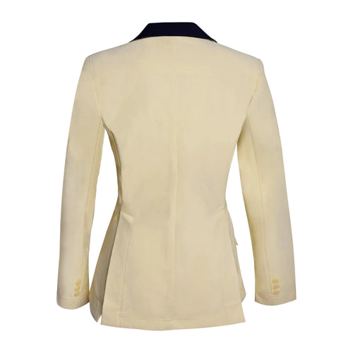 Grand Prix Ladies EQJ 3 Button Show Coat, Butter with Navy Collar