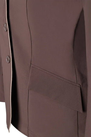 Grand Prix Ladies EQJ 3 Button Show Coat, Chocolate with Tan Piping
