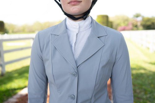 Grand Prix Ladies EQJ 3 Button Show Coat, NY Tech Fabric, Cadet Blue