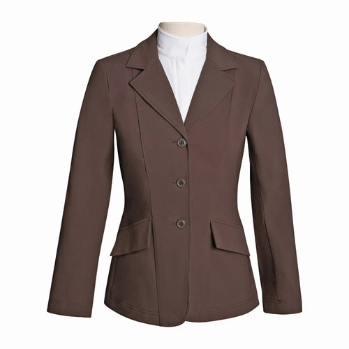 Grand Prix Ladies EQJ 3 Button Show Coat, NY Tech Fabric, Chocolate