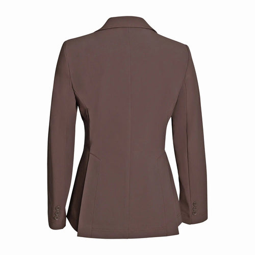 Grand Prix Ladies EQJ 3 Button Show Coat, NY Tech Fabric, Chocolate