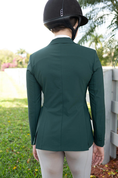 Grand Prix Ladies EQJ 3 Button Show Coat, NY Tech Fabric, New Green