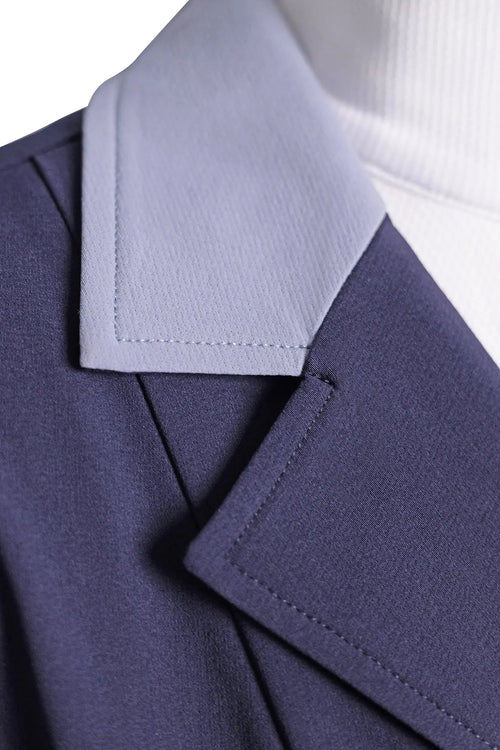 Grand Prix Ladies EQJ 3 Button Show Coat, Navy with Cadet Blue Collar