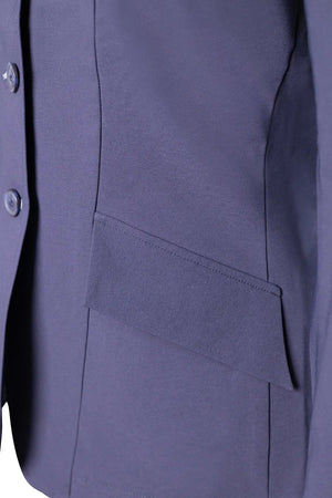 Grand Prix Ladies EQJ 3 Button Show Coat, Navy with Cadet Blue Collar