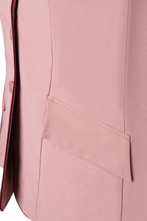 Grand Prix Ladies EQJ 3 Button Show Coat, Rose with Burgundy Piping