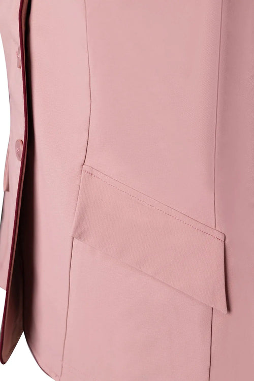 Grand Prix Ladies EQJ 3 Button Show Coat, Rose with Burgundy Piping