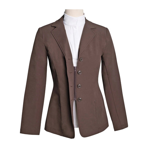 Grand Prix Quinn Show Jacket, 4 Button Front with Hidden Zipper Closure, Chocolate