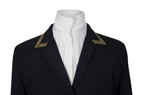 Grand Prix Saltare Premio 4 Button Riding Show Coat, Black with Moss Green