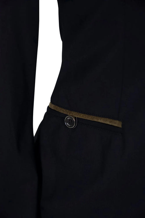 Grand Prix Saltare Premio 4 Button Riding Show Coat, Black with Moss Green