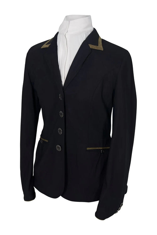Grand Prix Saltare Premio 4 Button Riding Show Coat, Black with Moss Green