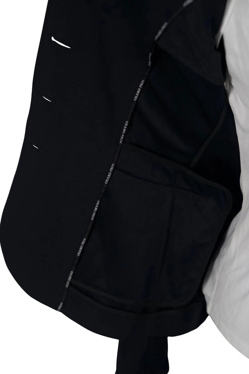 Grand Prix Saltare Premio 4 Button Riding Show Coat, Black with Moss Green
