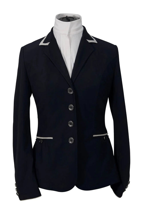 Grand Prix Saltare Premio 4 Button Riding Show Coat, Navy with Grey