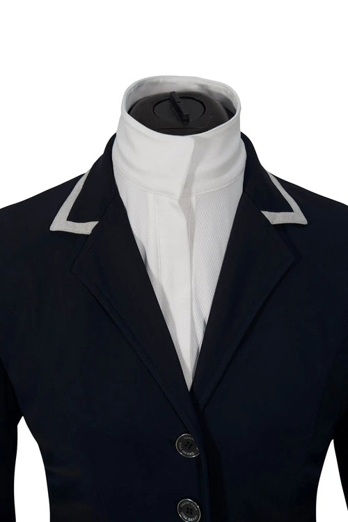 Grand Prix Saltare Premio 4 Button Riding Show Coat, Navy with Grey