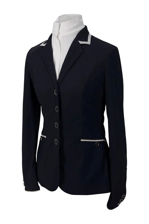 Grand Prix Saltare Premio 4 Button Riding Show Coat, Navy with Grey