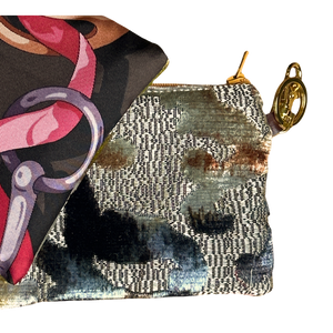 Horsebit Brown Vintage Silk Scarf Coffee Run Keychain Bag