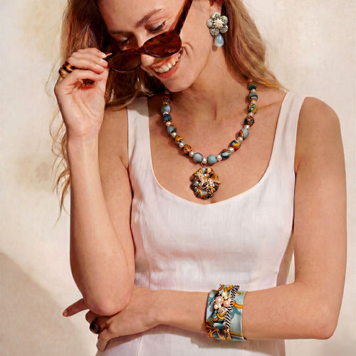 Equestrian Silk Necktie Cuff Bracelet