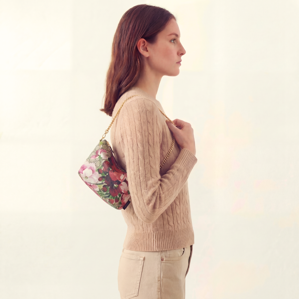 GG Blooms Pink Vintage Scarf Crossbody Bag