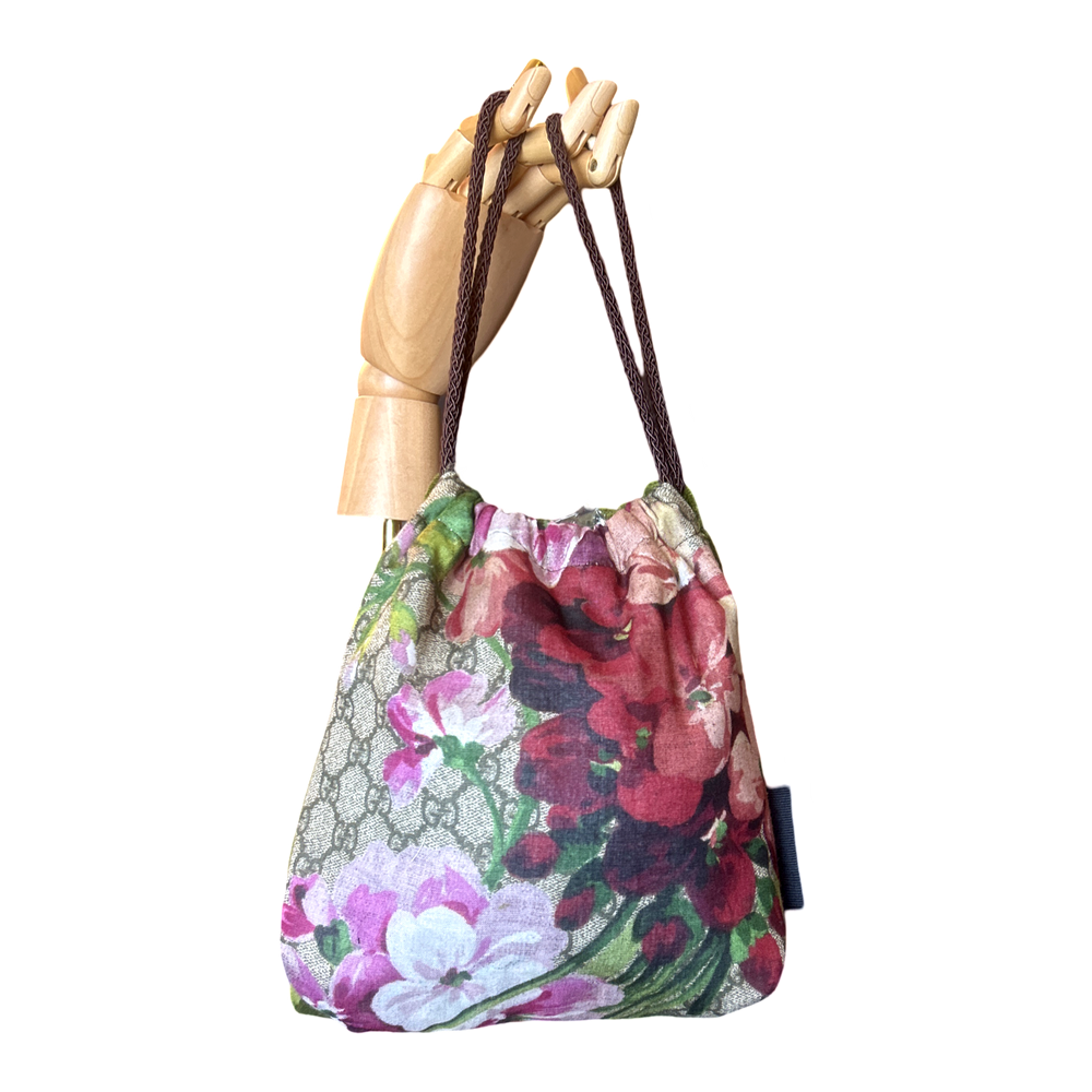 GG Blooms Pink Vintage Scarf Drawstring Crossbody Bag
