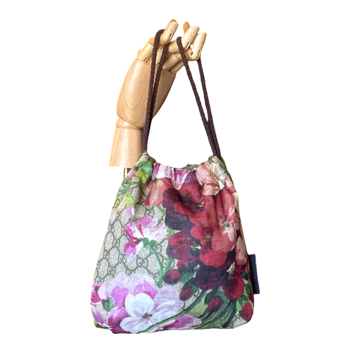 GG Blooms Pink Vintage Scarf Drawstring Crossbody Bag