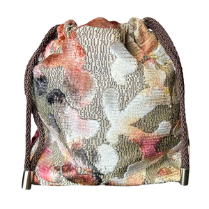 Horsebit Brown Vintage Silk Scarf Drawstring Crossbody Bag