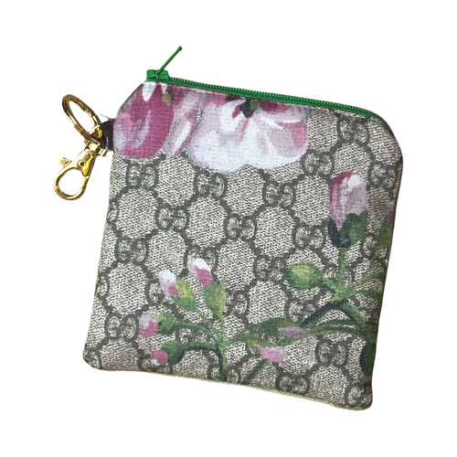 GG Blooms Pink Vintage Silk Scarf Coffee Run Keychain Bag