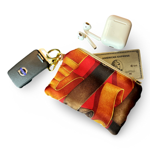 Harness Red Vintage Silk Scarf Coffee Run Keychain Bag