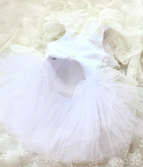Handcraft White Lace Vintage Dog Wedding Dress Pet Bridal Outfit