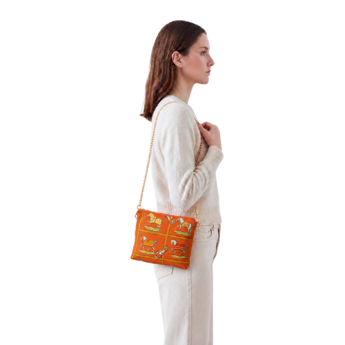 Petits Chevaux Orange Vintage Scarf Crossbody Bag