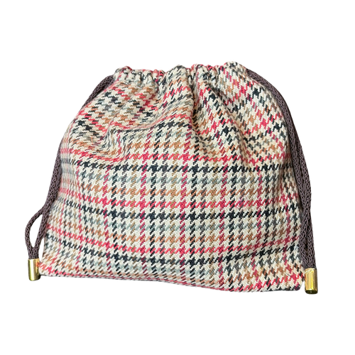 Petits Chevaux Orange Vintage Silk Scarf Drawstring Crossbody Bag