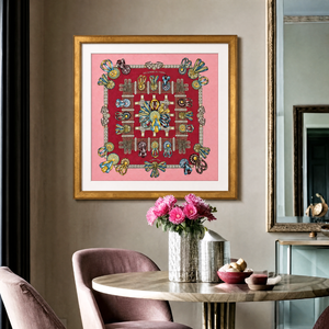 Rubans du Cheval Framed Vintage Silk Scarf 33"