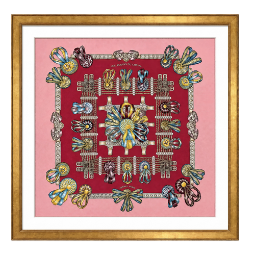 Rubans du Cheval Framed Vintage Silk Scarf 33"