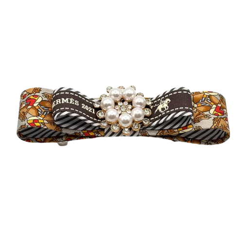Jockey Print Silk Necktie Hair Clip