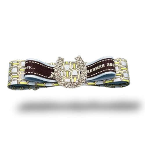 Stirrup Horse Shoe Vintage Silk Necktie Hair Clip