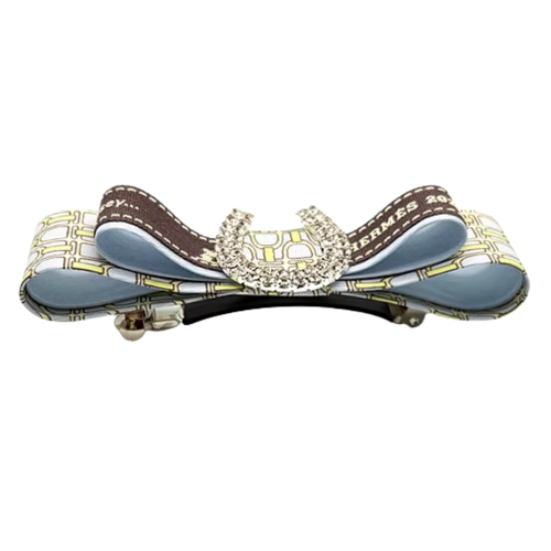 Stirrup Horse Shoe Vintage Silk Necktie Hair Clip
