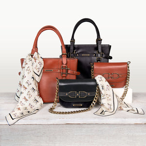 Delaney - Equestrian Stirrup Crossbody Luxury Leather Handbag in Cognac