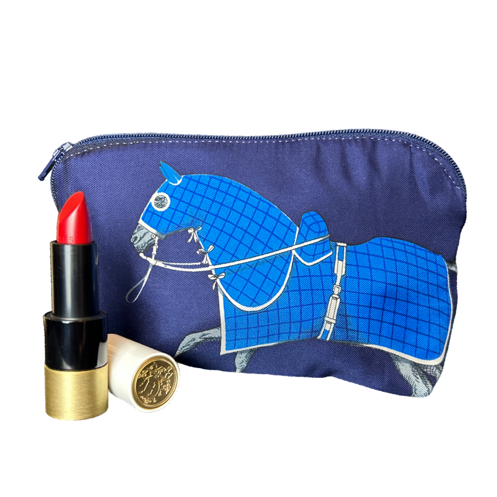 Couvertures et Tenues du Jour Blue Vintage Silk Scarf Beauty Bag