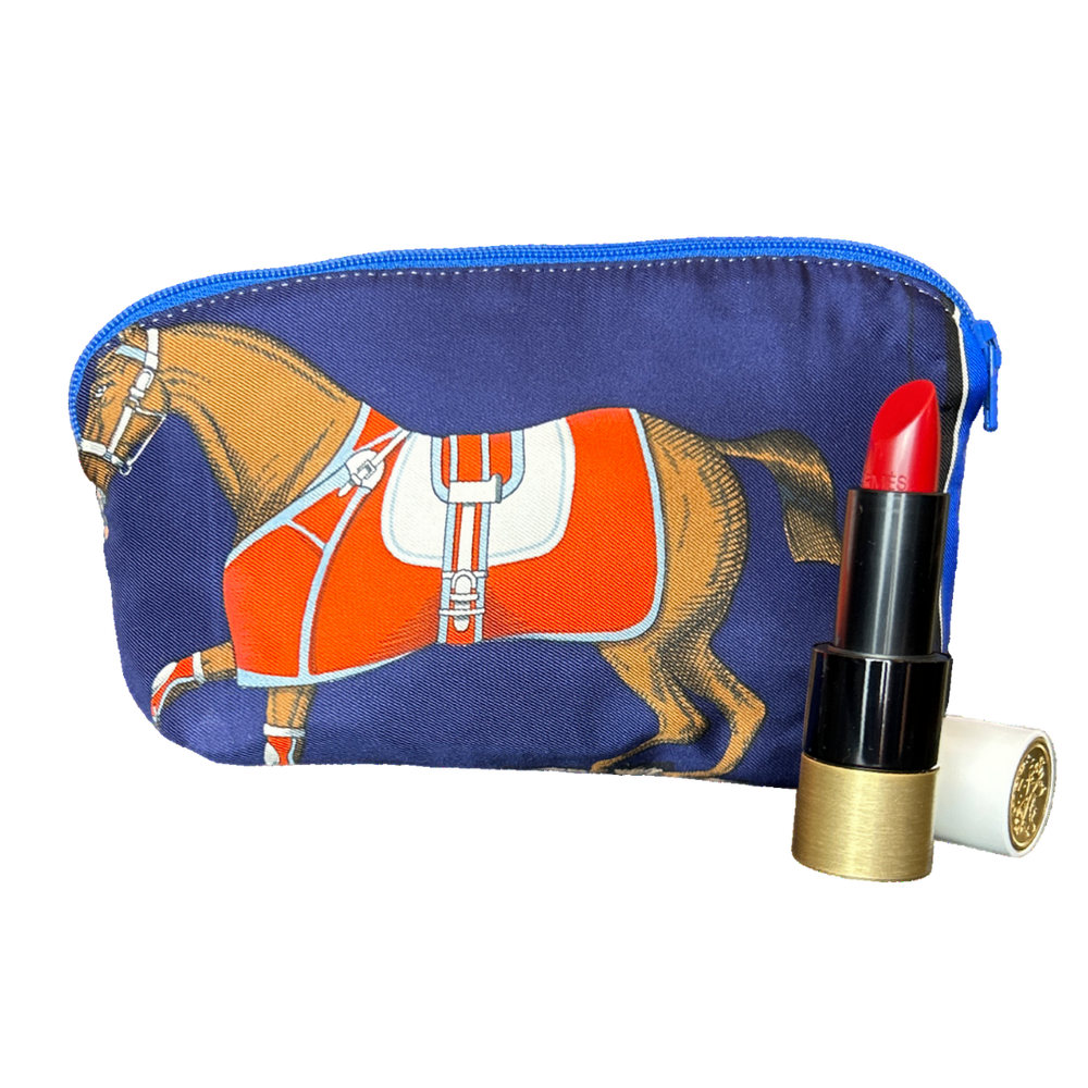 Couvertures et Tenues du Jour Blue Vintage Silk Scarf Beauty Bag