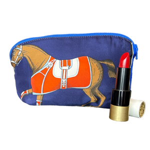 Couvertures et Tenues du Jour Blue Vintage Silk Scarf Beauty Bag