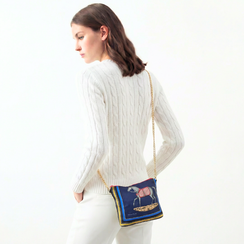 Couvertures et Tenues du Jour Blue Vintage Scarf Crossbody Bag