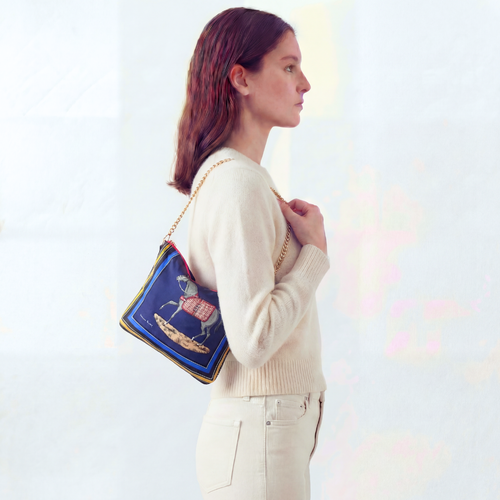 Couvertures et Tenues du Jour Blue Vintage Scarf Crossbody Bag
