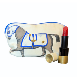 Couvertures et Tenues du Jour Ivory Multi Vintage Silk Scarf Beauty Bag