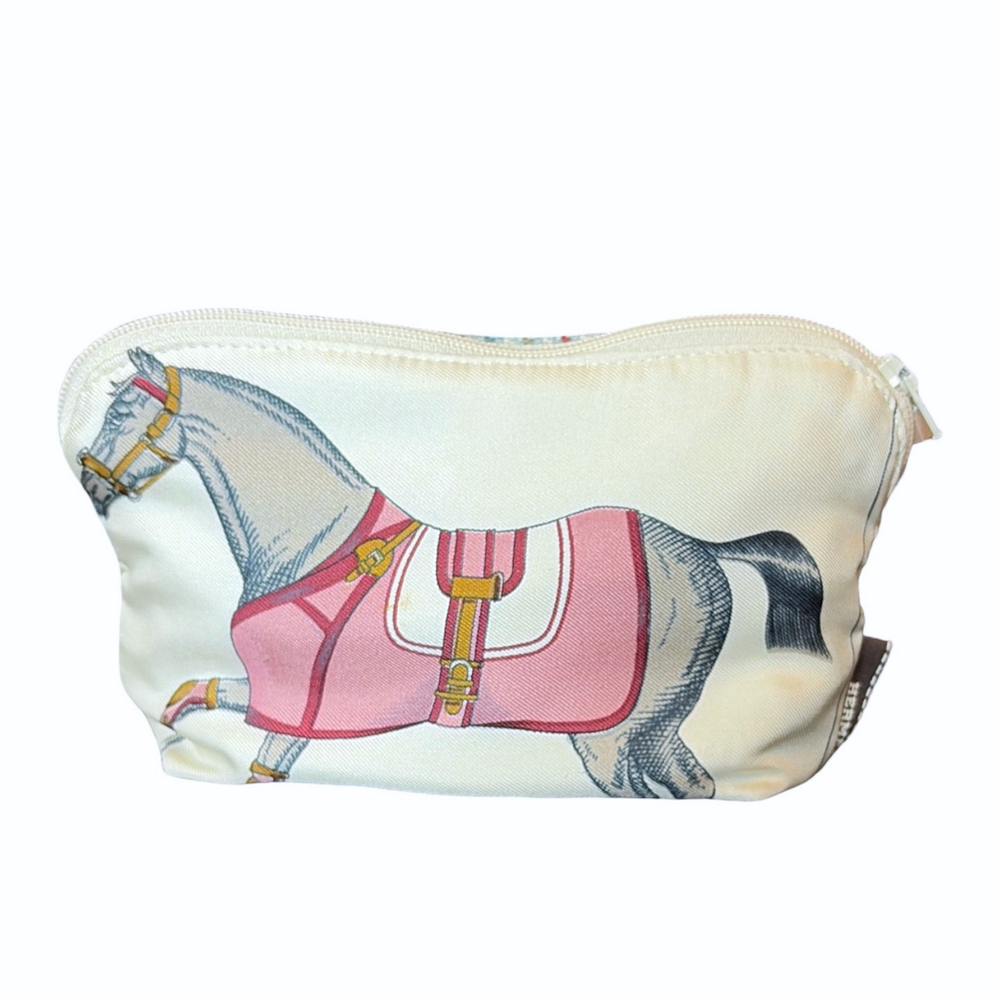 Couvertures et Tenues du Jour Ivory Multi Vintage Silk Scarf Beauty Bag