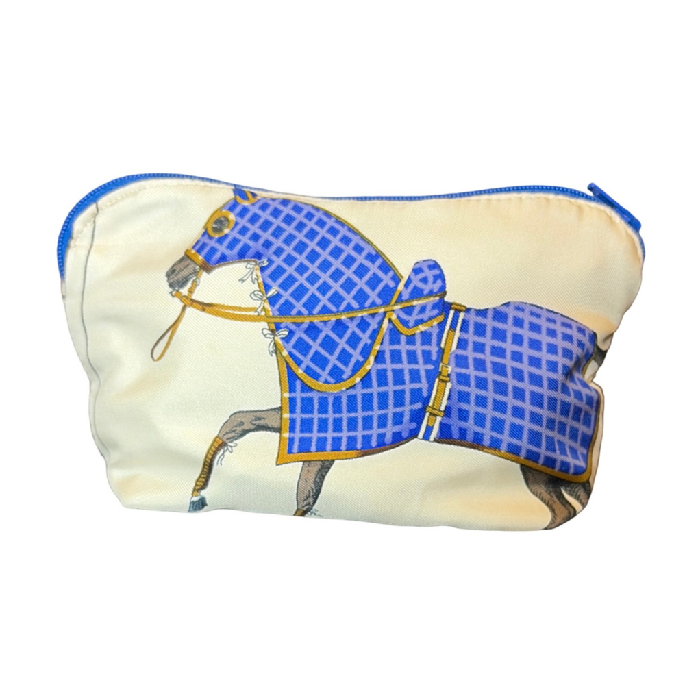 Couvertures et Tenues du Jour Ivory Multi Vintage Silk Scarf Beauty Bag